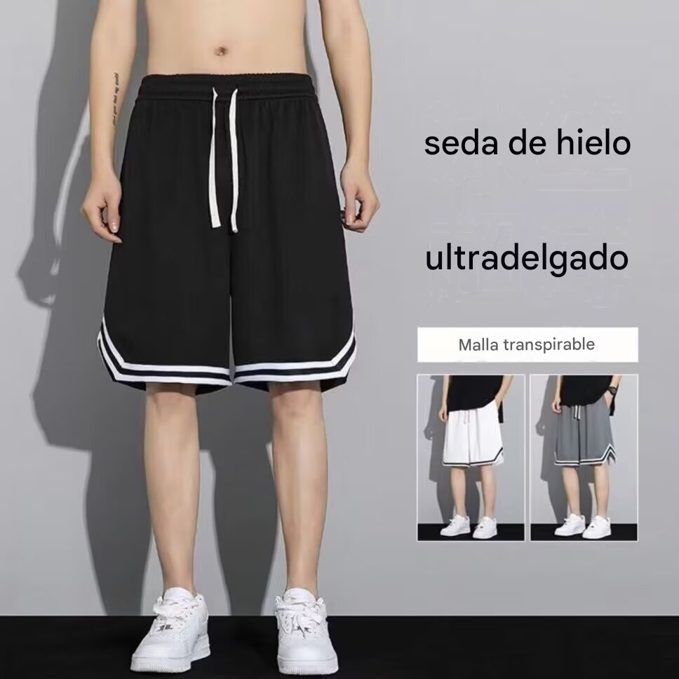 🔥☀️【M-5XL】【50% de descuento por tiempo limitado】Pantalones cortos de secado rápido de seda helada de corte holgado para hombre