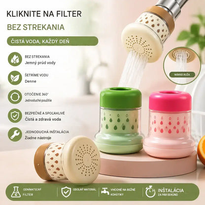 💦 Vodovodný filter odolný voči striekajúcej vode – 360° – Šetrí vodu viac a je efektívnejší, lepšie výsledky umývania