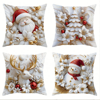 🎅Vánoční výprodej 50% SLEVA🎄Povlak na polštář s vánoční tématikou 【4-dílná sada】
