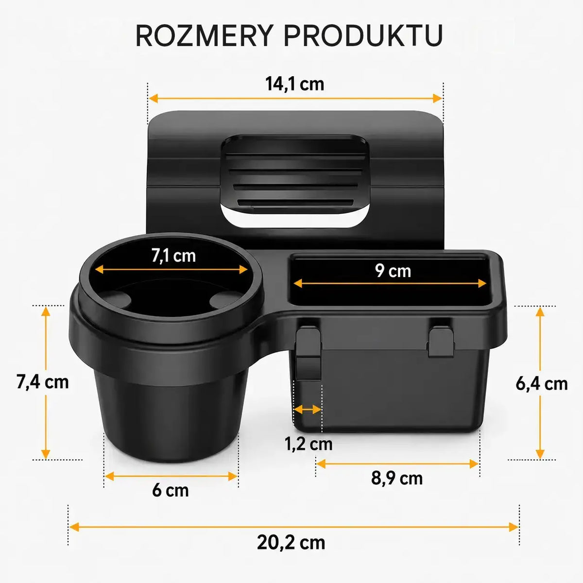 Multifunkčný držiak na dvere auta 4 v 1 – s protišmykovým držiakom na poháre, vreckom na telefón, priehradkou na karty a integrovaným háčikom 🚗🥤📱✨