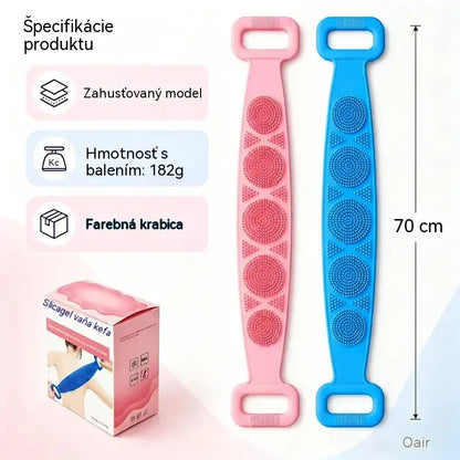 🔥2 kusy🔥🛁 Obojstranná silikónová rukavica do kúpeľa – extra dlhá telová drhnúca hubka na jednoduché čistenie chrbta