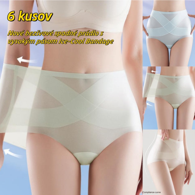 🔥🩲 (6 kusov) - zľava 50% - Nové bezšvové spodné prádlo s vysokým pásom Ice-Cool Bandage