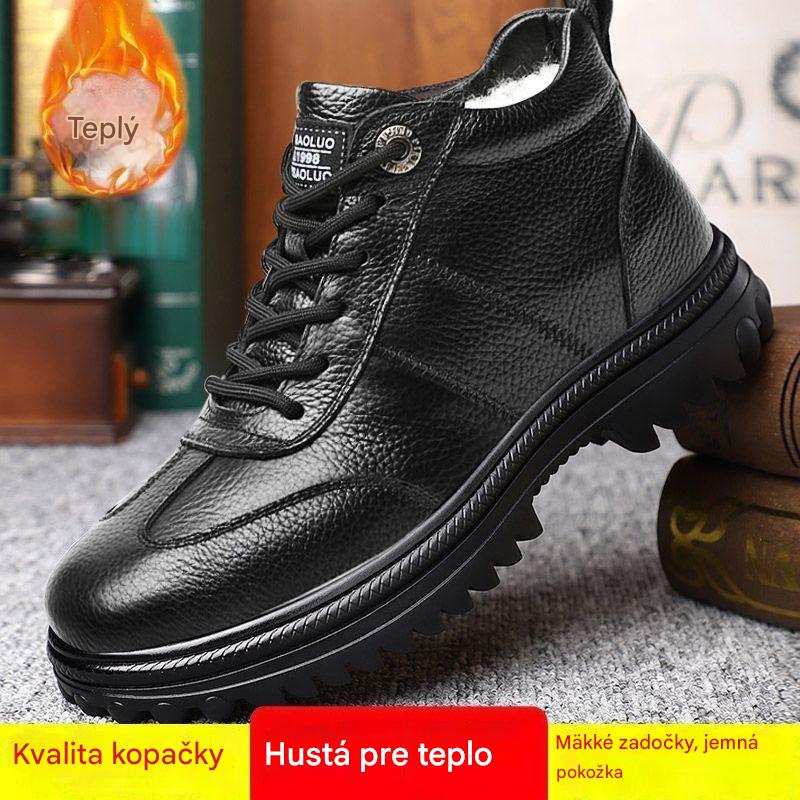 【39-44】Męskie buty zimowe wykonane z grubej skóry i bawełny z polarową podszewką