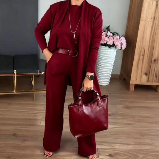 ⏳Špeciálna časovo obmedzená ponuka⏰Elegantná 3-dielna súprava vrátane dlhého kardiganu, topu a nohavíc💞