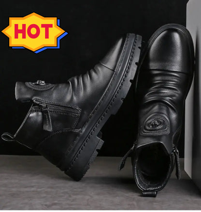 🔥【Descuento del 50 % por tiempo limitado】Botas nuevas de otoño e invierno para hombre, hechas a mano con cuero de alta calidad
