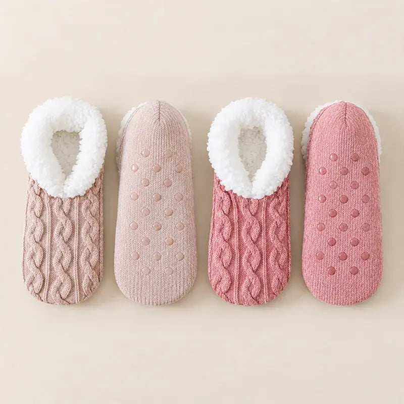 🧦 2 páry: Mäkké domáce ponožky s protišmykovou silikónovou podrážkou a pružným úpletom – doprajte si maximálne pohodlie a teplo!