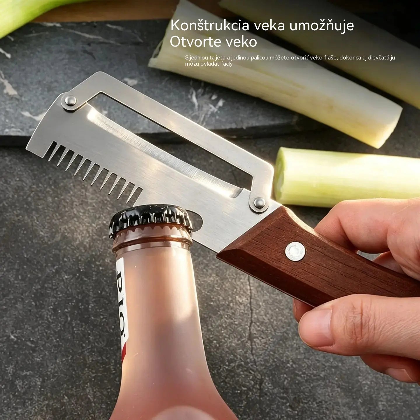 🔥Kúpte 1 kus a získajte 1 zadarmo (2 kusy)🧅🔪 Multifunkčná kuchynská škrabka 3 v 1: Šúpe, krája a otvára fľaše! 🔥