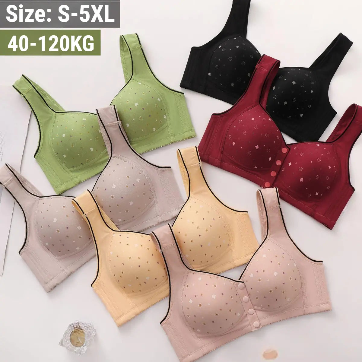 😍 ❤️【Sada 3 kusov】【50% zľava】Dámska podprsenka bez kostíc z prírodnej bavlny 【40-120 kg】