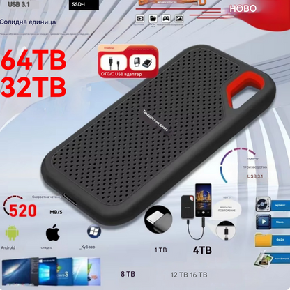 【Последен ден 🔥50% отстъпка】💥【32TB】 Високоскоростен мобилен твърд диск с голям капацитет