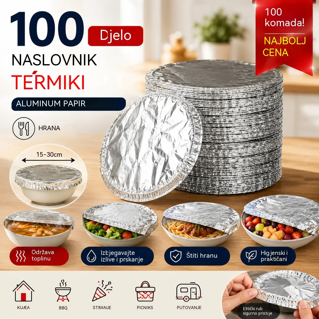 📢📢 50% POPUSTA!⏰【100 komada】 Izolacijski poklopac od aluminijske folije
