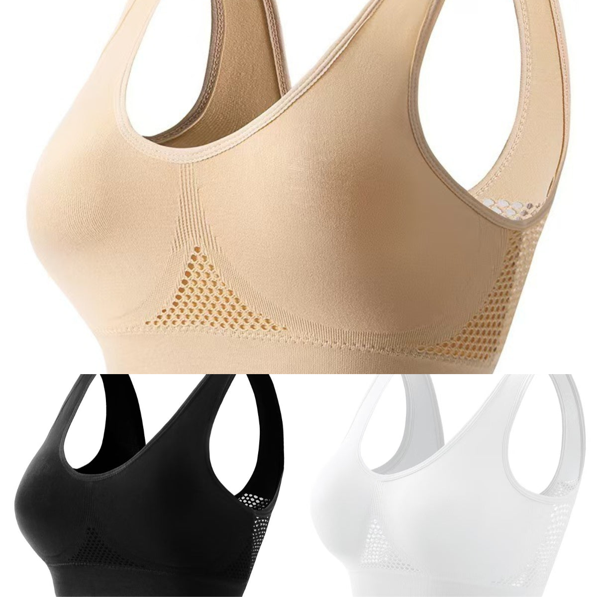 😍【Paquete de 3】Sujetador sin costuras para todas las tallas ❤️ Transpirable y refrescante 【40-120KG】
