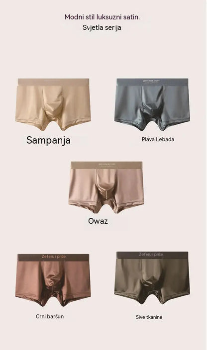 🔥Zadnji dan, 50% popusta🩲【pakiranje od 6 komada】Novo donje rublje Ice Silk, prozračne ljetne bokserice, satensko muško donje rublje s osjećajem leda