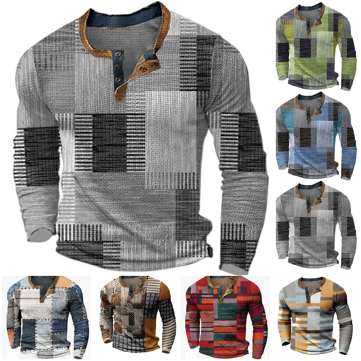 🎁😍【Oferta por ograniczony czas】👔【S-4XL】Męska koszulka z długim rękawem z nadrukiem