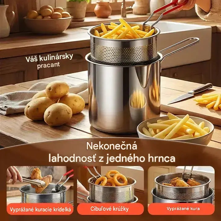 【Dvojdielna sada: hrniec + sitko】26 €🔥 Ušetrite až 49 %! 🎁 Multifunkčná fritéza z nehrdzavejúcej ocele 304