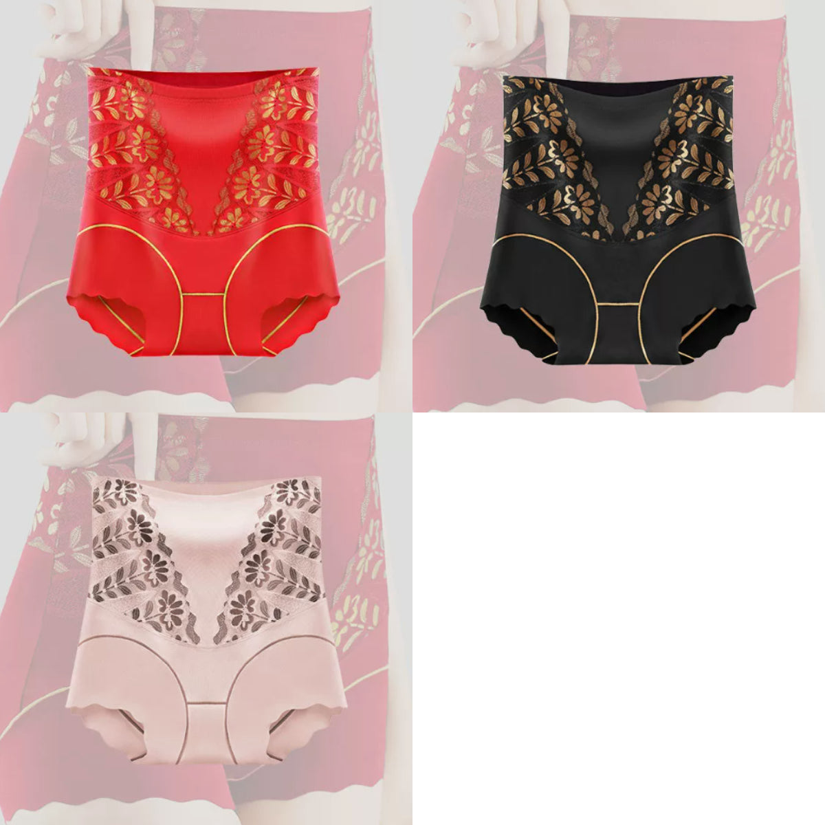 🌸【Set de 3】Pantaloni cu talie înaltă care controlează abdomenul 🩲 💖