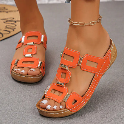 👡【Pohodlné a relaxačné na chôdzu】Retro sandále na kline (s podporou klenby)