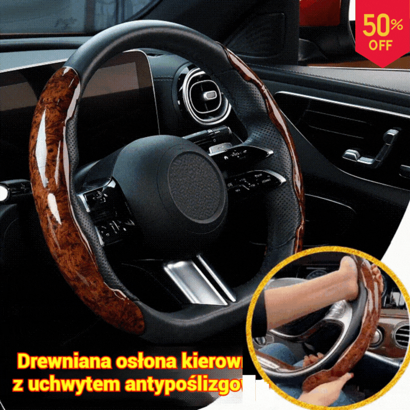 🔥【Kup 3, a 3 dostaniesz gratis】🚗【1 zestaw 3 sztuk】Pokrowiec na kierownicę samochodową z antypoślizgowym wzorem drewna