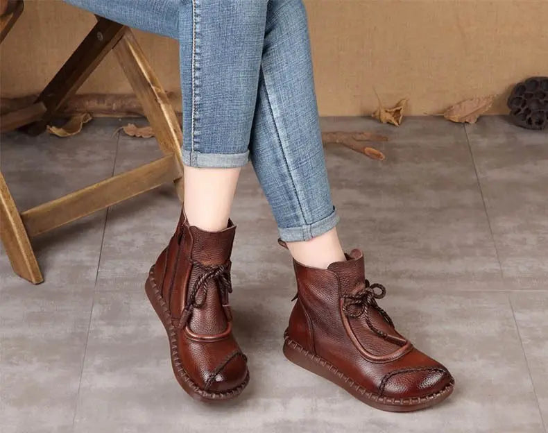 🔥✨【Veľkosti 35-40】🌷👢Predopredaj na začiatok jesene🎉 Dámske retro mäkké kožené topánky
