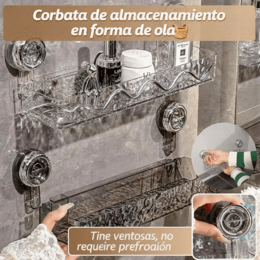 🔥【Descuento del 50% por tiempo limitado】 Estante popular con ventosas de vacío sin necesidad de taladrar, escurridor ondulado de estilo moderno, ideal para cocina y baño