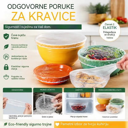 🔥【100 kom】Jednokratne navlake za hranu od materijala prehrambene kvalitete, brzo i jednostavno očuvanje svježine hrane.