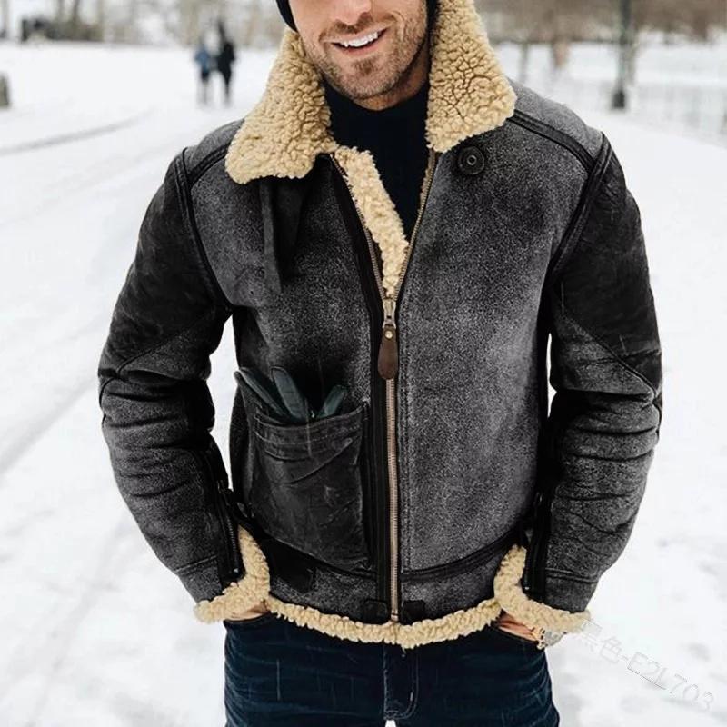 ❄️ 【50% de descuento】Chaqueta retro de felpa con cuello vuelto y cremallera, cálida y cómoda