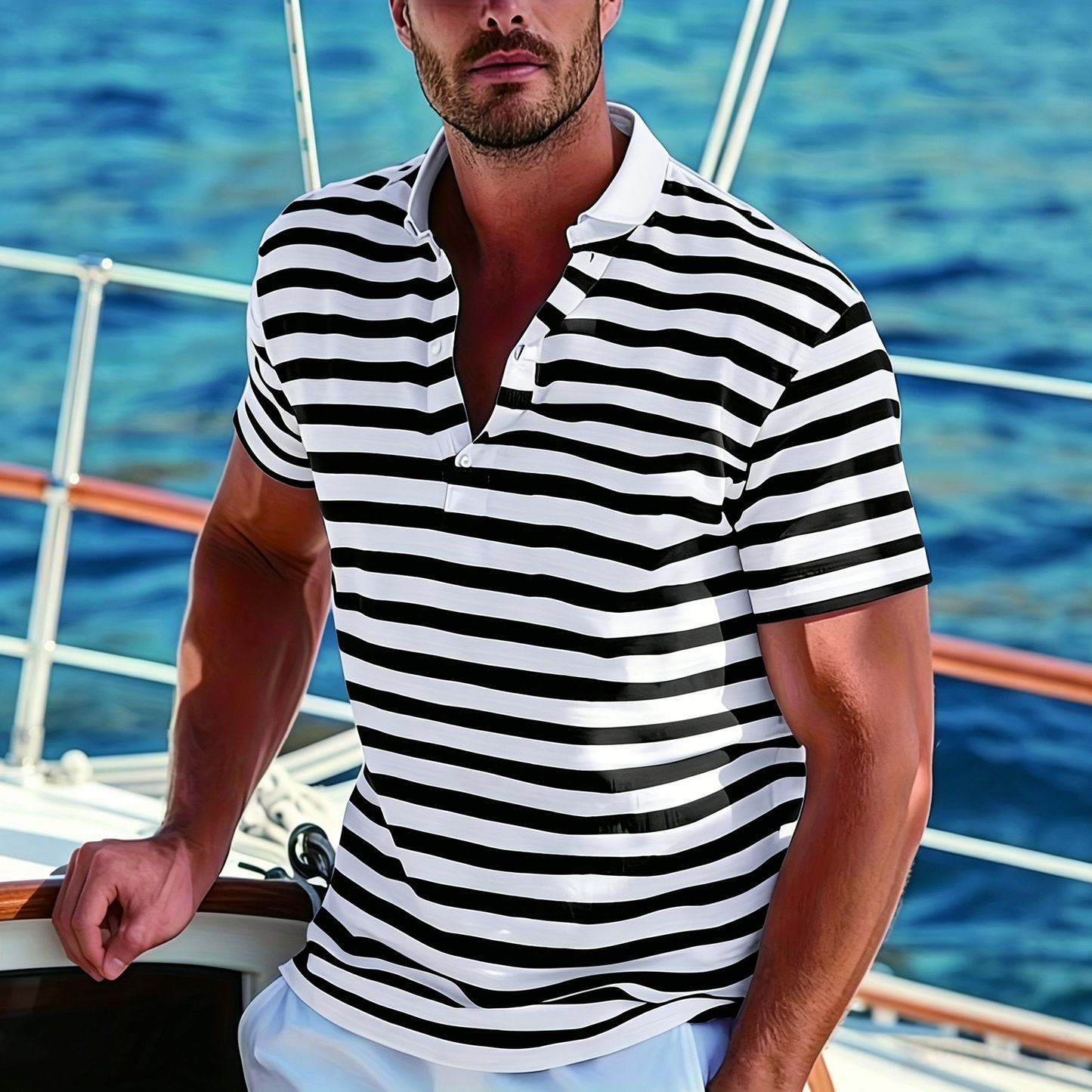 👕🔥【50% de descuento】[S-7XL] Polo deportivo de verano a rayas para hombre