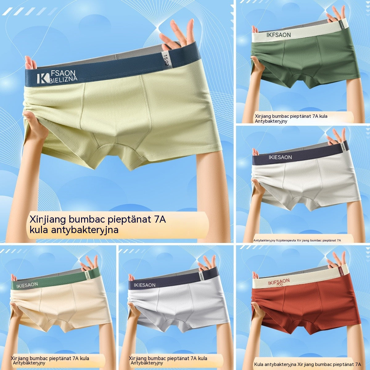 🌟【Balenie 6 kusov】【1 sada 28 eur】🧊 Pohodlné a priedušné pánske boxerky so stredne vysokým pásom