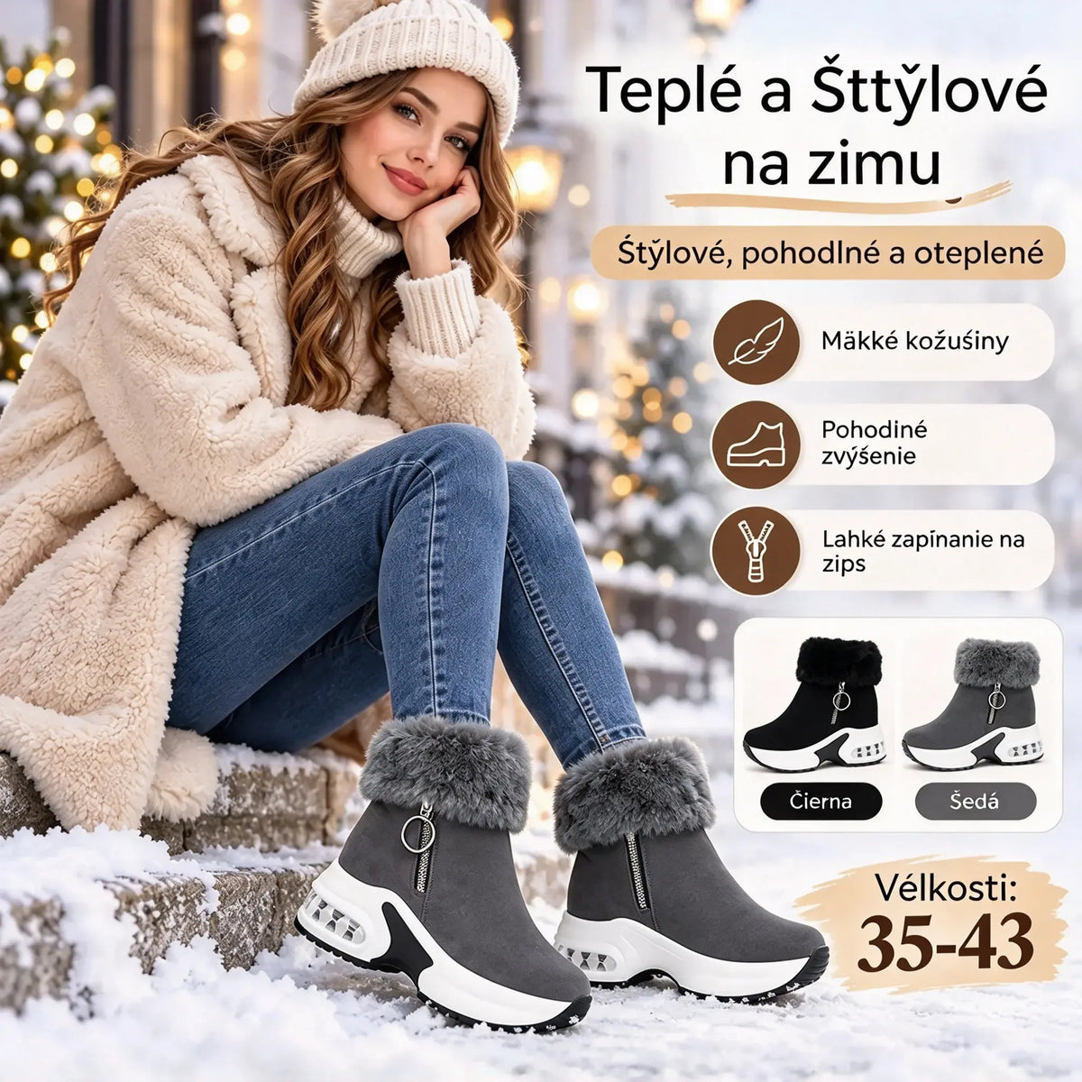 🔥😍【35 – 43】Dámska jesenná/zimná obuv s hrubou podrážkou, zateplená flísom – teplá a ležérna