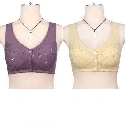 ✨🎉50% zľava 【balenie 2 kusov】💞【40-105 kg】Elegantná podprsenka z čistej bavlny so zapínaním vpredu, vhodná pre ženy stredného veku