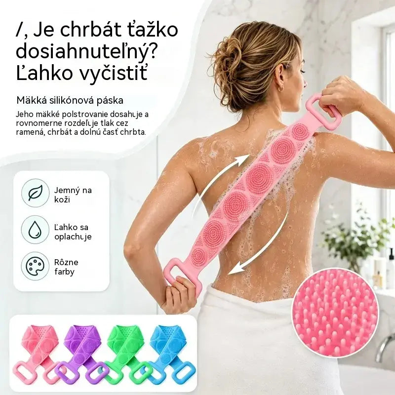 🔥2 kusy🔥🛁 Obojstranná silikónová rukavica do kúpeľa – extra dlhá telová drhnúca hubka na jednoduché čistenie chrbta