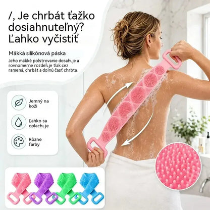 🔥2 kusy🔥🛁 Obojstranná silikónová rukavica do kúpeľa – extra dlhá telová drhnúca hubka na jednoduché čistenie chrbta