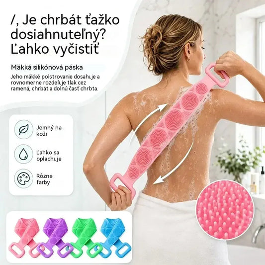🔥2 kusy🔥🛁 Obojstranná silikónová rukavica do kúpeľa – extra dlhá telová drhnúca hubka na jednoduché čistenie chrbta