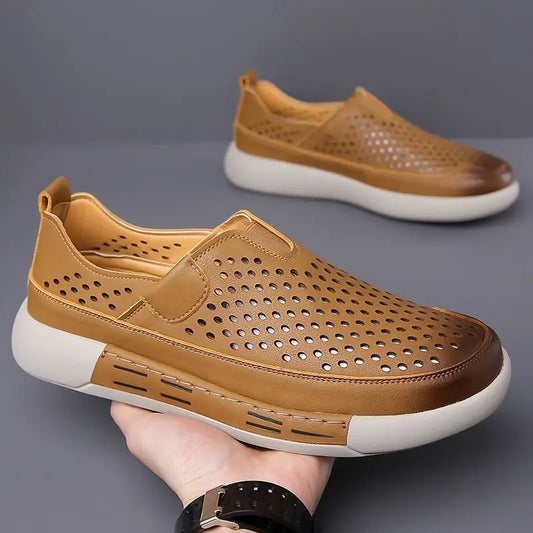 Nowe letnie męskie buty skórzane z miękką podeszwą, wygodne, oddychające, miękkie i odporne na zużycie