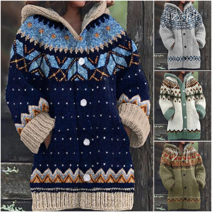 🔥🔥【S~5XL】✨Nowa elegancka kolorowa kurtka retro z kapturem na jesień/zimę