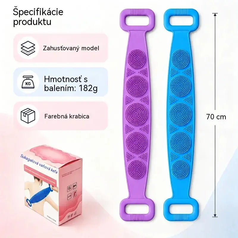 🔥2 kusy🔥🛁 Obojstranná silikónová rukavica do kúpeľa – extra dlhá telová drhnúca hubka na jednoduché čistenie chrbta