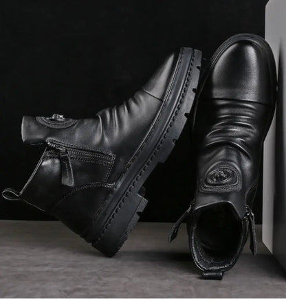 🔥【Descuento del 50 % por tiempo limitado】Botas nuevas de otoño e invierno para hombre, hechas a mano con cuero de alta calidad