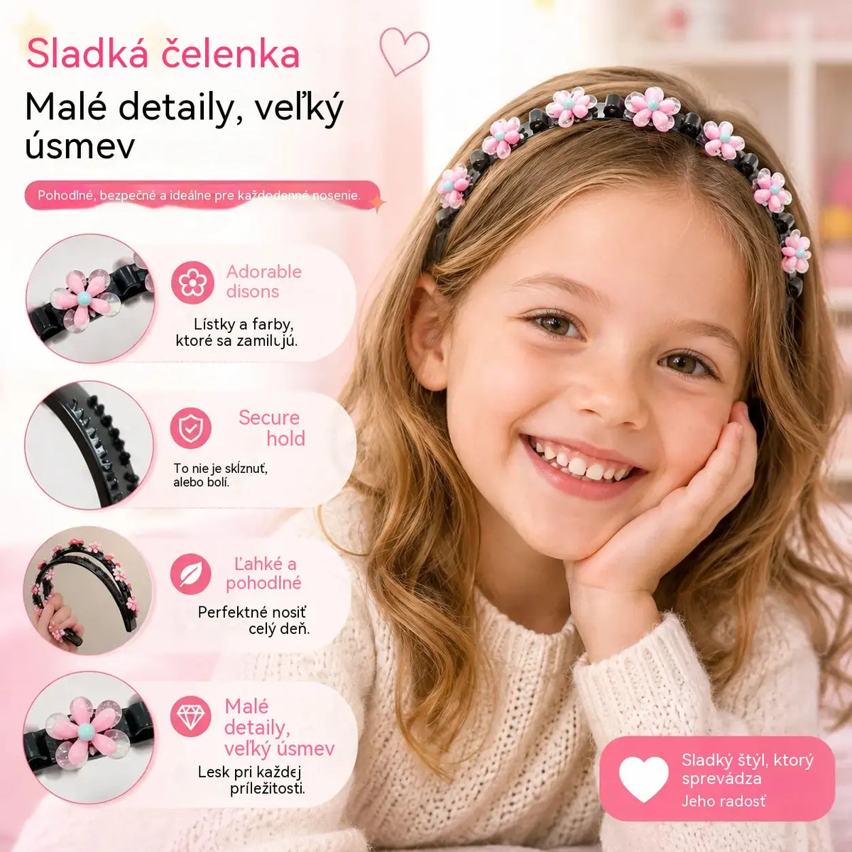 👑【5 kusov】Paličky, sponky a zapletené stuhy pre dievčatá
