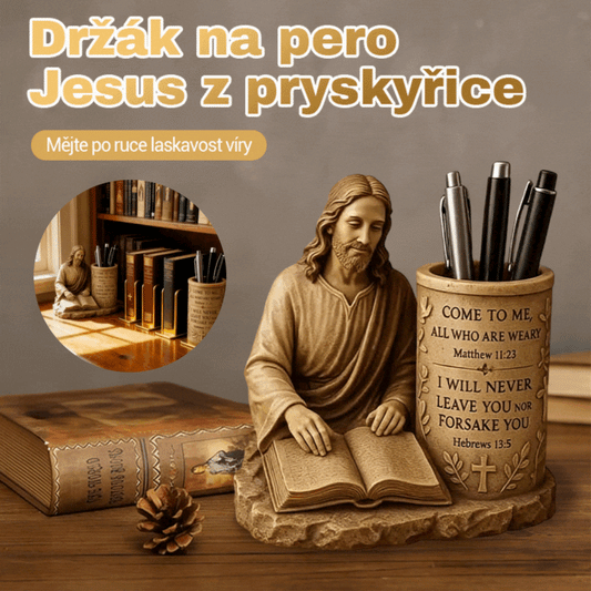 📚🔥 【Limitovaná zľava -50%】Nový živicový držiak na pero s biblickým veršom, vintage dekoratívna ozdoba