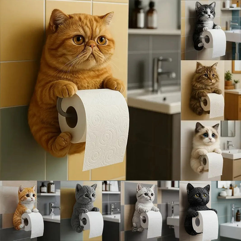 🐱【Horúci výpredaj roka】💥Roztomilý držiak na toaletný papier s mačkou✨📦Doprava zadarmo – skladom