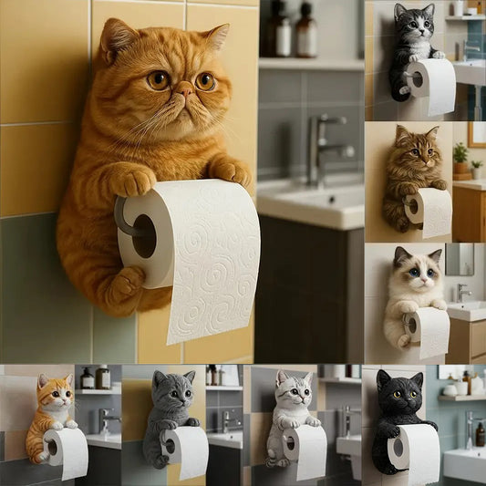 🐱【Horúci výpredaj roka】💥Roztomilý držiak na toaletný papier s mačkou✨📦Doprava zadarmo – skladom