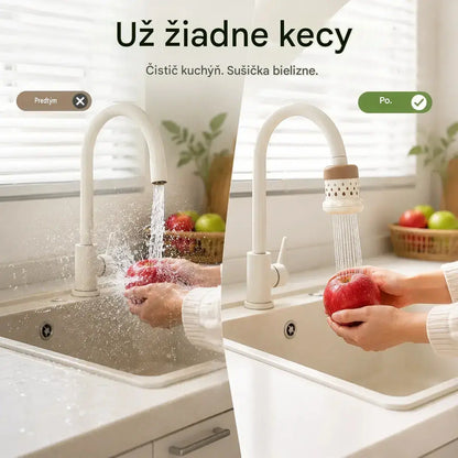 💦 Vodovodný filter odolný voči striekajúcej vode – 360° – Šetrí vodu viac a je efektívnejší, lepšie výsledky umývania