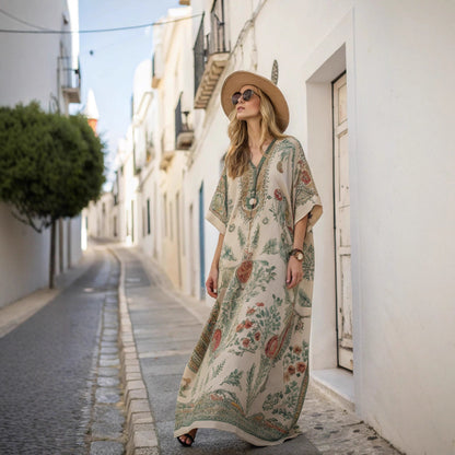 👗【S-5XL】Ta sukienka jest elegancka i urocza, idealna na letnie wyjścia. Długa i lekka, sprawdzi się zarówno na spacer po plaży, jak i wieczorne spotkania.