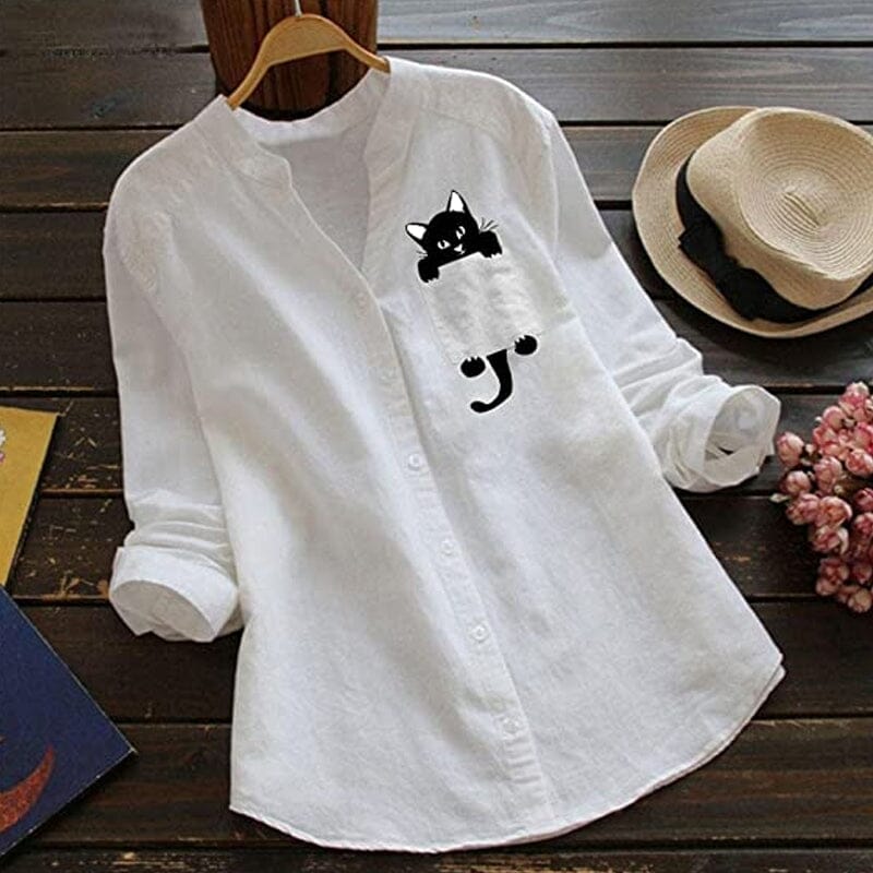 ✨🌈【Nový tovar s 50% zľavou🔥】Nové letné tričko s mačacou potlačou a výstrihom do V 2026, materiál z čistej bavlny【S-3XL】