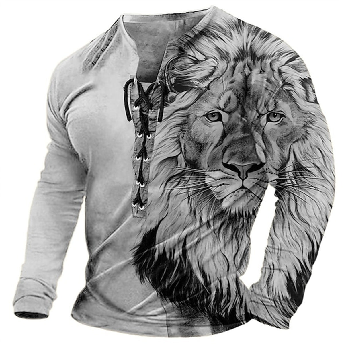 🦁🦁Pánske ležérne tričko s dlhým rukávom s 3D potlačou