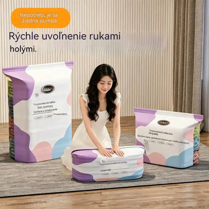 🧳 5-dielna súprava len za 25 € 💨 Veľké, flexibilné vákuové úložné vrecia: nevyžadujú pumpu, sú vzduchotesné a nepriepustné – ideálne na úsporu miesta v kufri alebo doma ✈️