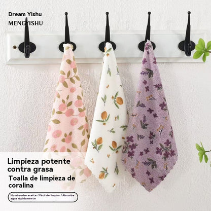 🧼✨【Compra 4 y recibe 4 gratis】【30 cm × 30 cm】Paños de cocina de franela coral para uso doméstico