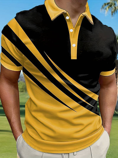 🔥👔【S-6XL】Nuevo polo de verano para hombre con estampado 3D a rayas
