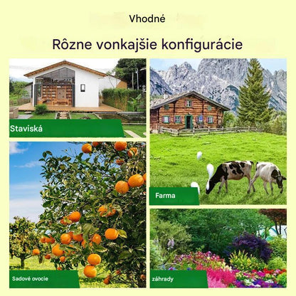 Solárny ultrazvukový odpudzovač zvierat, vhodný na odpudzovanie vtákov vo vonkajšom prostredí, s blikajúcim infračerveným svetlom a červenými a modrými LED svetlami.