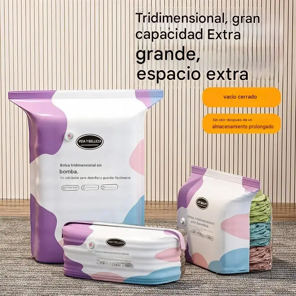 🧳 Juego de 5 piezas por solo 30 € 💨 Bolsas de almacenamiento al vacío grandes y flexibles: no requieren bomba; herméticas y a prueba de fugas, ideales para ahorrar espacio en la maleta o en casa ✈️