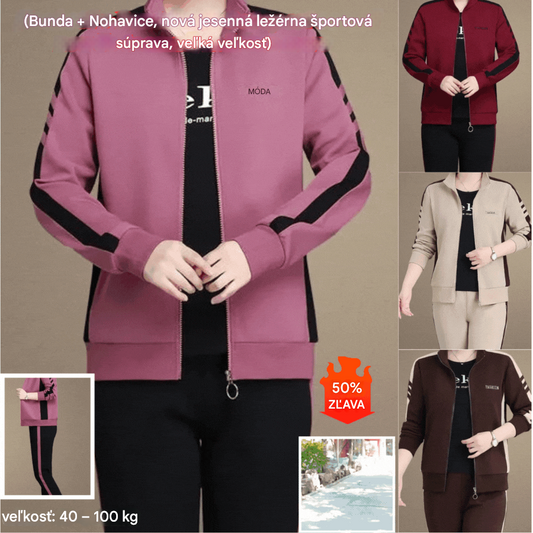 🔥【Zľava 50%】🔥【M-5XL】【Bunda + Nohavice】😍 Nová jesenná ležérna športová súprava, veľká veľkosť